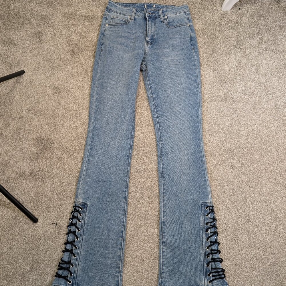 Forever 21 Premium Denim Lace Up Flares